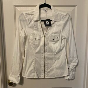 White Guess Collar Shirt